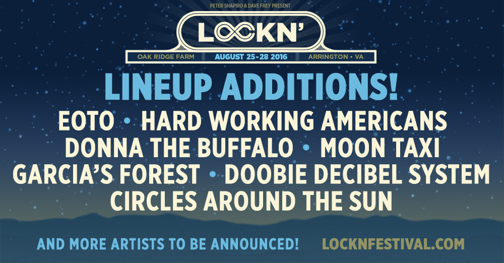 LOCKN’ is thrilled to announce several additions to the 2016 lineup